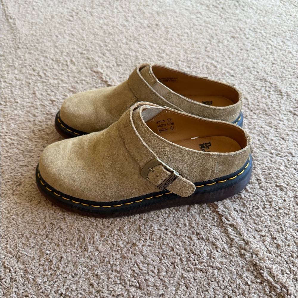 Dr. Martens Beige Suede Mules